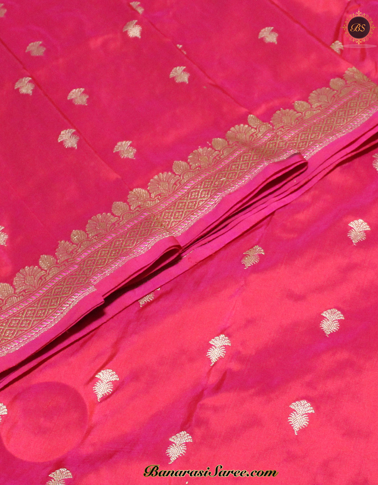 Pure Banarasi Katan Silk Pink Color Kadhwa Booty Saree - BanarasiSaree.com