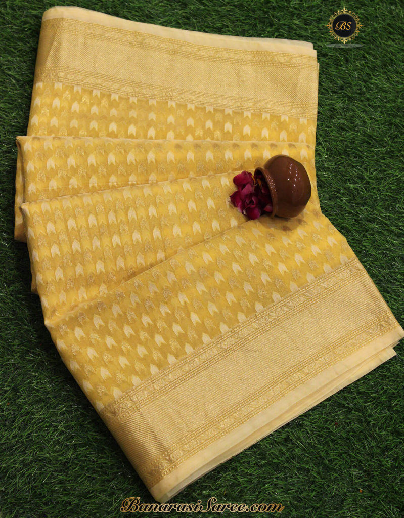 yellow colour banarasi saree